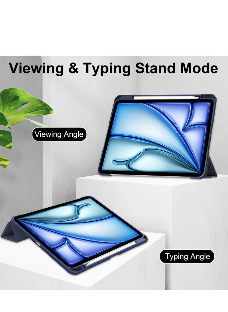 Case For IPad Air 13 (2024) 13.0inch Smart Slim Folio Stand Auto Sleep/Wake Cover with Pencil Slot Clear Transparent Back Shell -Lavender - Image 3