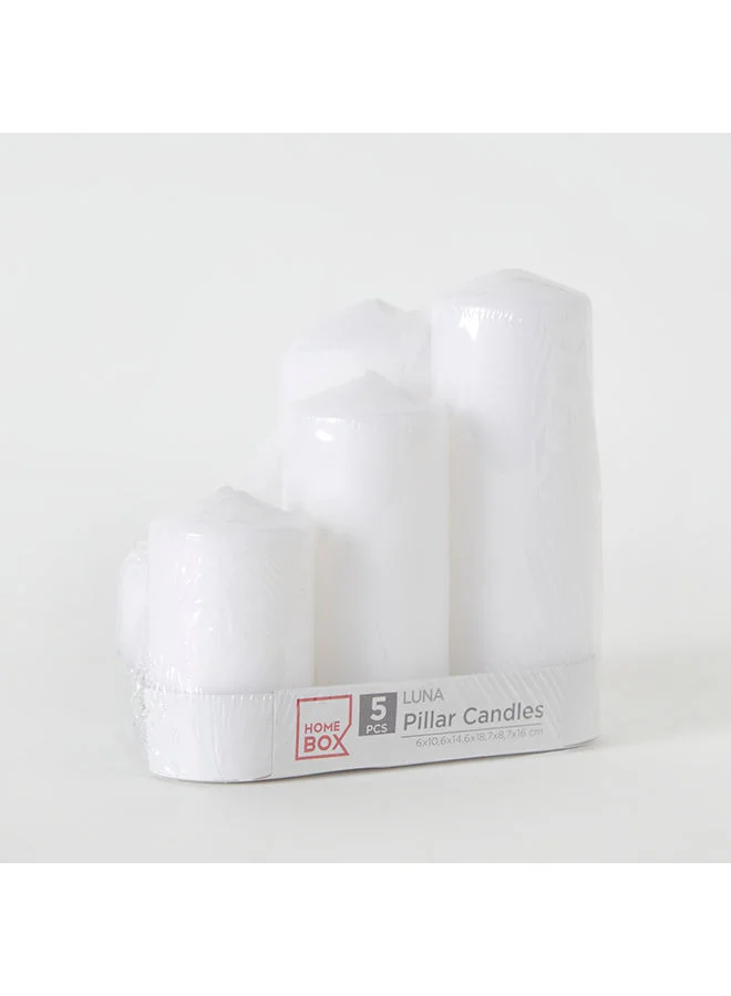 Home Box Luna 5-Piece Pillar Candle Set 6 x 18 x 6 cm