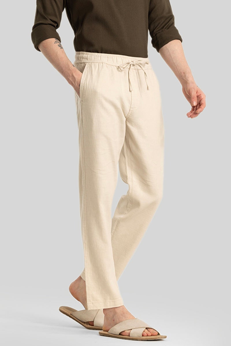 SNITCH Martino Hazelnut Plain Relaxed Fit Trousers - Image 1