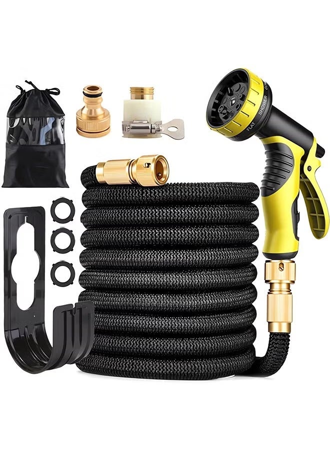 Garden Hose 50 FT, Expandable Garden Hose With 9 Spray Pattern Nozzle, 1/2'' & 3/4'' Solid Brass Connectors, Lightweight Durable 3800D Expandable Hose Pipe With 3 Layer Latex, Easy Storage - Image 1