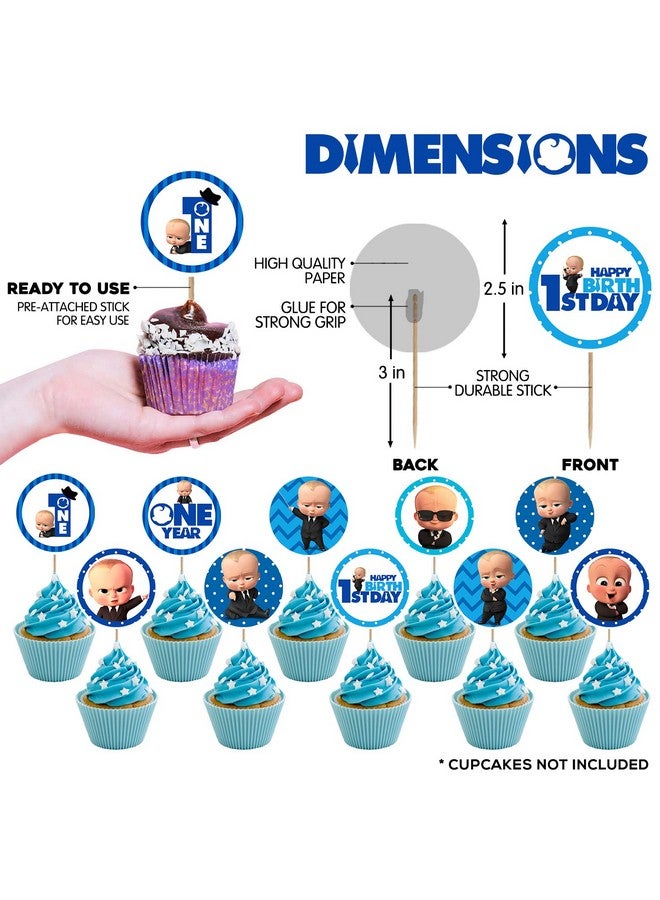 Zyozique 10 pcs Boss Baby Cupcake Toppers 1st Birthday Cake Decorations for Boss Baby Themed 1st Birthday Party Decorations Baby Shower Supplies and favors Cupcake Topper - Image 3