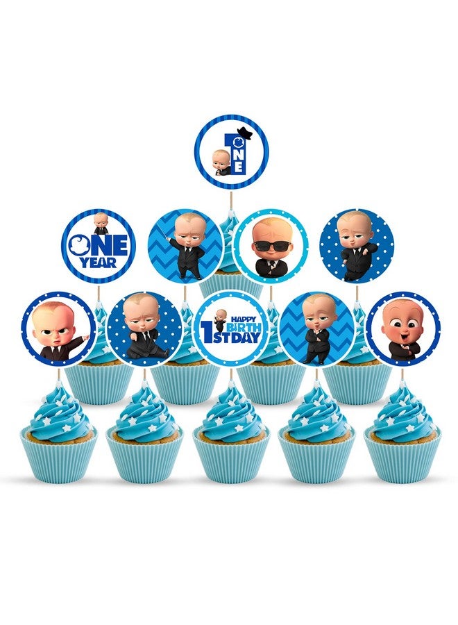 Zyozique 10 pcs Boss Baby Cupcake Toppers 1st Birthday Cake Decorations for Boss Baby Themed 1st Birthday Party Decorations Baby Shower Supplies and favors Cupcake Topper - Image 1