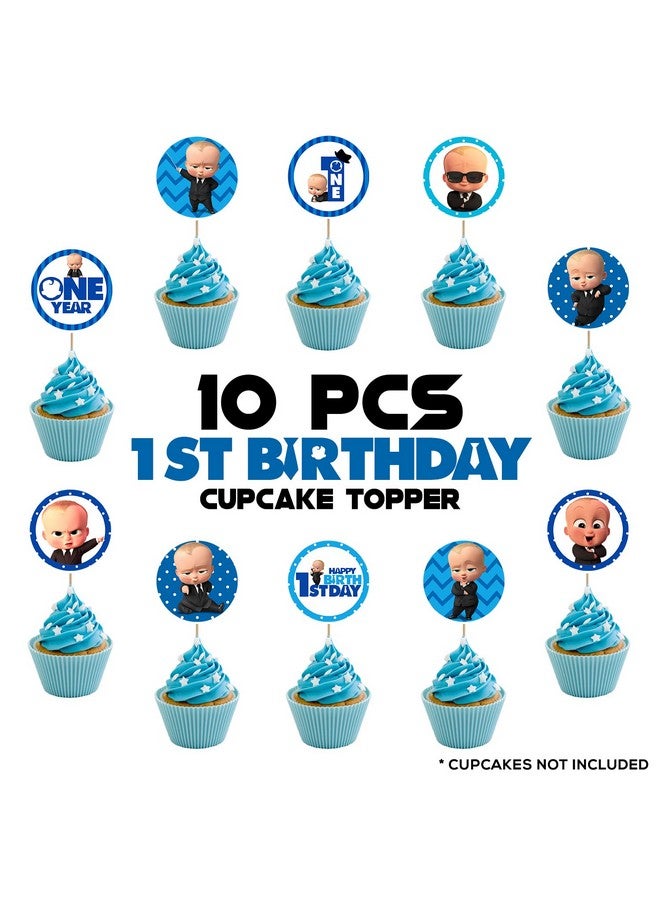 Zyozique 10 pcs Boss Baby Cupcake Toppers 1st Birthday Cake Decorations for Boss Baby Themed 1st Birthday Party Decorations Baby Shower Supplies and favors Cupcake Topper - Image 2