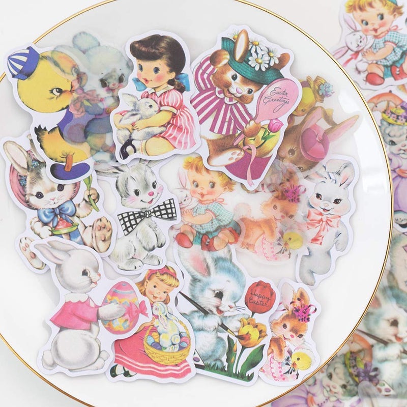 Alideco 80Pcs Vintage Vinyl Scrapbooking Stickers Packs, Funny Aesthetic Kawaii Stickers for Adult, for Girls Journaling Assorted Phone - Image 1