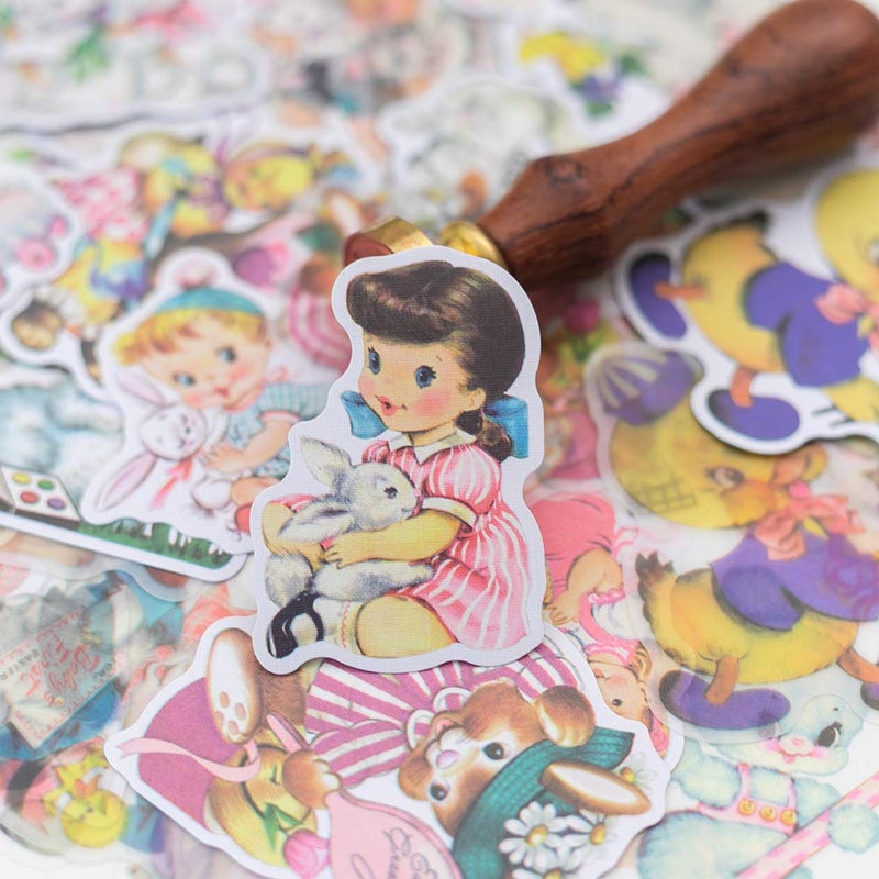 Alideco 80Pcs Vintage Vinyl Scrapbooking Stickers Packs, Funny Aesthetic Kawaii Stickers for Adult, for Girls Journaling Assorted Phone - Image 3