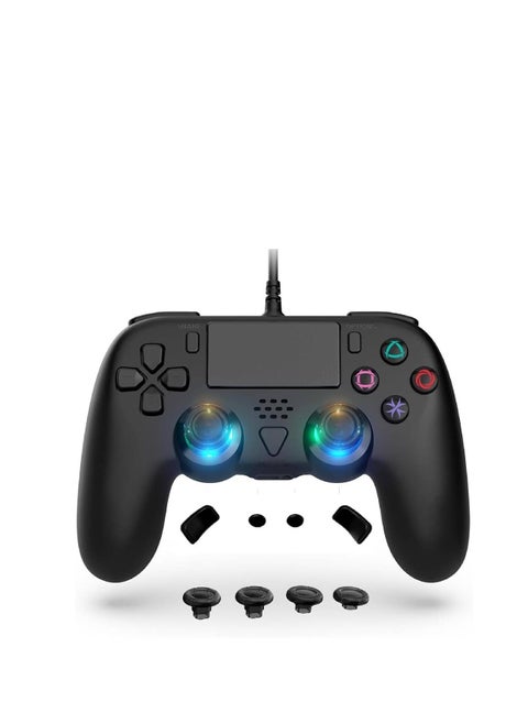 Wired Controller Compatible with PS5/PS5 Pro/PS5 Slim/PC - Wired Controller with Built-in Advanced Back Buttons Programming/Turbo,with Thumbsticks | 2 High-Rise, 2 Mid-Rise (Black)