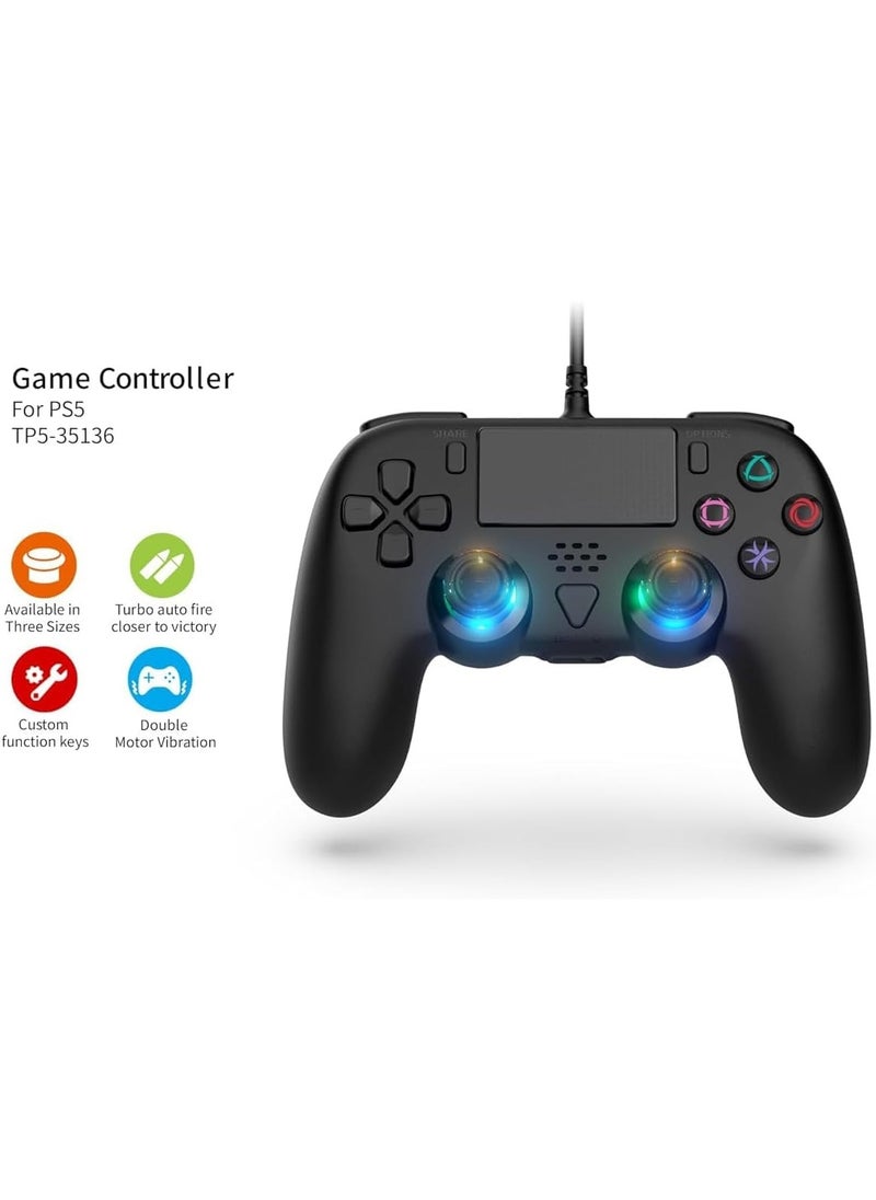 Wired Controller Compatible with PS5/PS5 Pro/PS5 Slim/PC - Wired Controller with Built-in Advanced Back Buttons Programming/Turbo,with Thumbsticks | 2 High-Rise, 2 Mid-Rise (Black)  - Image 5