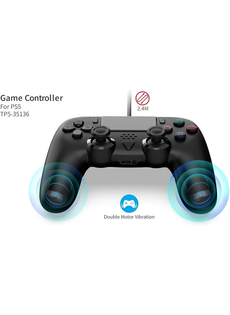 Wired Controller Compatible with PS5/PS5 Pro/PS5 Slim/PC - Wired Controller with Built-in Advanced Back Buttons Programming/Turbo,with Thumbsticks | 2 High-Rise, 2 Mid-Rise (Black)