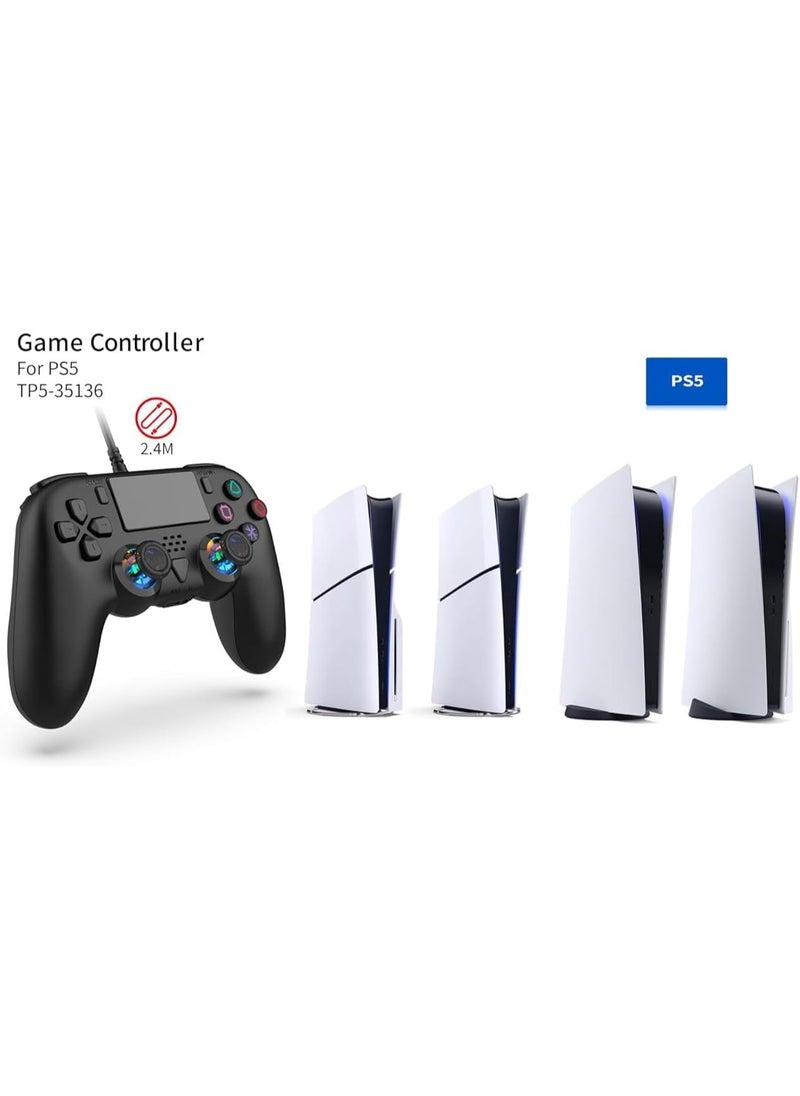 Wired Controller Compatible with PS5/PS5 Pro/PS5 Slim/PC - Wired Controller with Built-in Advanced Back Buttons Programming/Turbo,with Thumbsticks | 2 High-Rise, 2 Mid-Rise (Black)  - Image 2