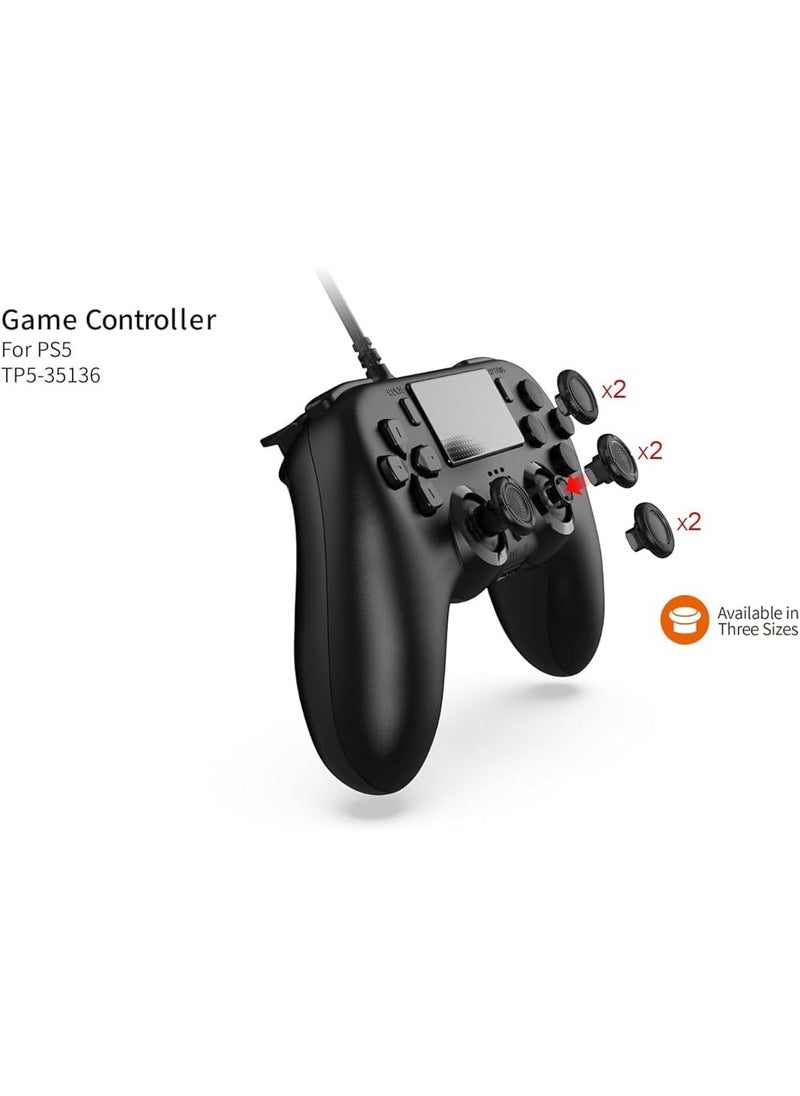 Wired Controller Compatible with PS5/PS5 Pro/PS5 Slim/PC - Wired Controller with Built-in Advanced Back Buttons Programming/Turbo,with Thumbsticks | 2 High-Rise, 2 Mid-Rise (Black)  - Image 4