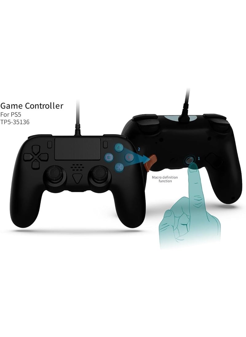 Wired Controller Compatible with PS5/PS5 Pro/PS5 Slim/PC - Wired Controller with Built-in Advanced Back Buttons Programming/Turbo,with Thumbsticks | 2 High-Rise, 2 Mid-Rise (Black)  - Image 3