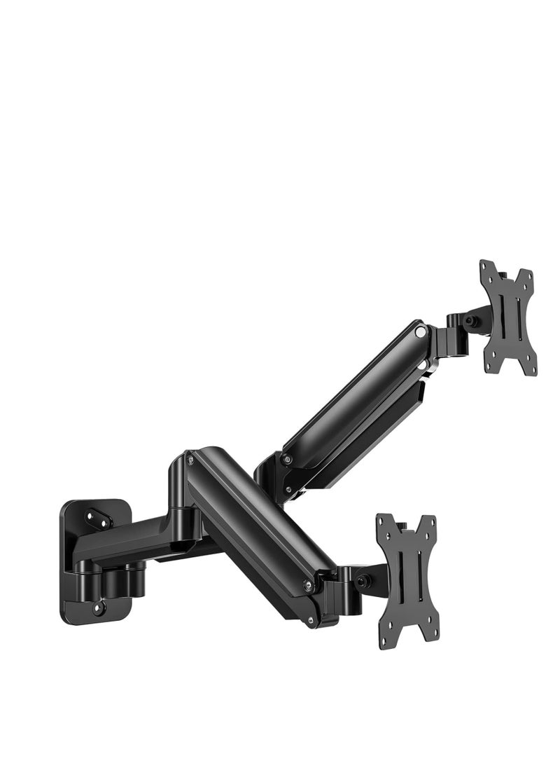 JAJEEK Dual Monitor Wall Mount Bracket – Gas Spring Monitor Wall Arm for 17-32 Inch Screens, Holds up to 18lbs, VESA 75x75/100x100mm, Adjustable Monitor Wall Mount Bracket for 2 Monitors, Ergonomic Design - Image 1