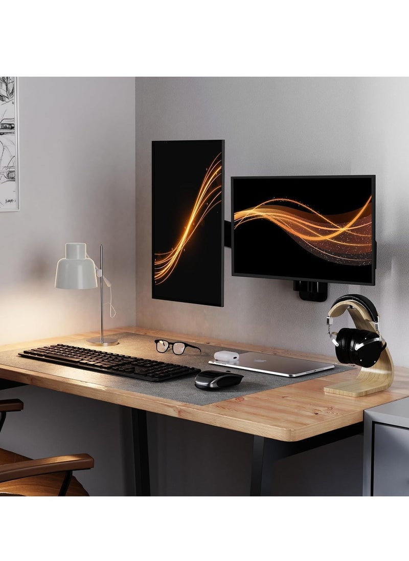 JAJEEK Dual Monitor Wall Mount Bracket – Gas Spring Monitor Wall Arm for 17-32 Inch Screens, Holds up to 18lbs, VESA 75x75/100x100mm, Adjustable Monitor Wall Mount Bracket for 2 Monitors, Ergonomic Design - Image 5