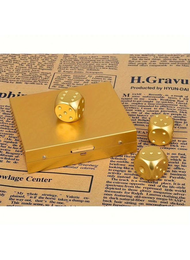 اللون الذهبي 5 قطع مجموعة نرد من سبائك الألومنيوم مع صندوق تخزين لألعاب الورق والبطاقات - Image 5