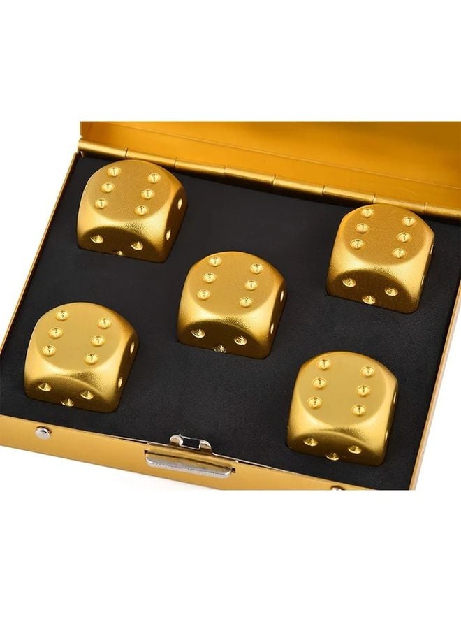 اللون الذهبي 5 قطع مجموعة نرد من سبائك الألومنيوم مع صندوق تخزين لألعاب الورق والبطاقات - Image 2