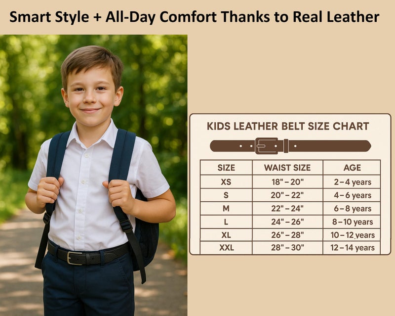Flyer Genuine Leather Belt for Boys (5–6 Years) | Adjustable Buckle | Ideal for School, Jeans, Bike Ride | BL4680 - Image 4