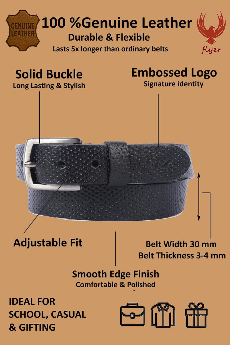 Flyer Genuine Leather Belt for Boys (5–6 Years) | Adjustable Buckle | Ideal for School, Jeans, Bike Ride | BL4680 - Image 2