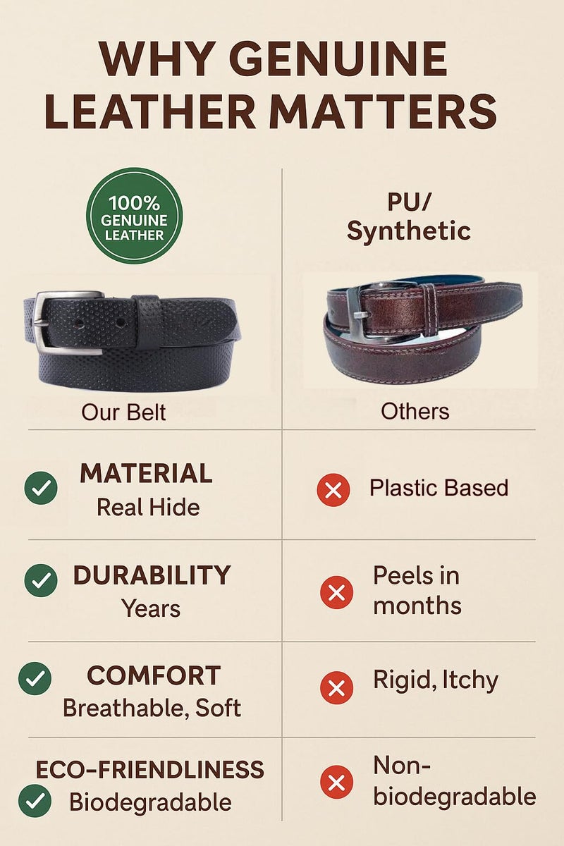 Flyer Genuine Leather Belt for Boys (5–6 Years) | Adjustable Buckle | Ideal for School, Jeans, Bike Ride | BL4680 - Image 5