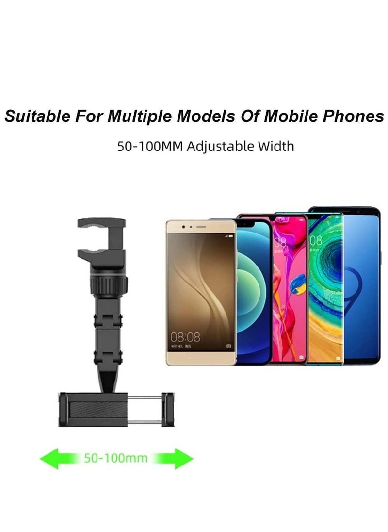 New 360° Rearview Mirror Phone Holder for Car Multifunctional Mount Phone and GPS Holder Universal Rotating Car Phone Holder, Cell Phone Automobile Cradles (Black) - Image 3