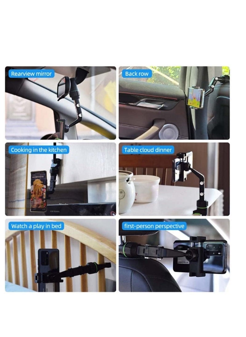 New 360° Rearview Mirror Phone Holder for Car Multifunctional Mount Phone and GPS Holder Universal Rotating Car Phone Holder, Cell Phone Automobile Cradles (Black) - Image 5