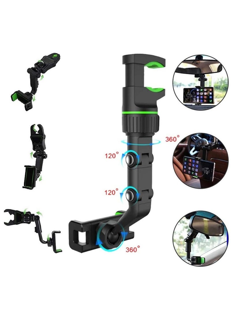 New 360° Rearview Mirror Phone Holder for Car Multifunctional Mount Phone and GPS Holder Universal Rotating Car Phone Holder, Cell Phone Automobile Cradles (Black) - Image 4