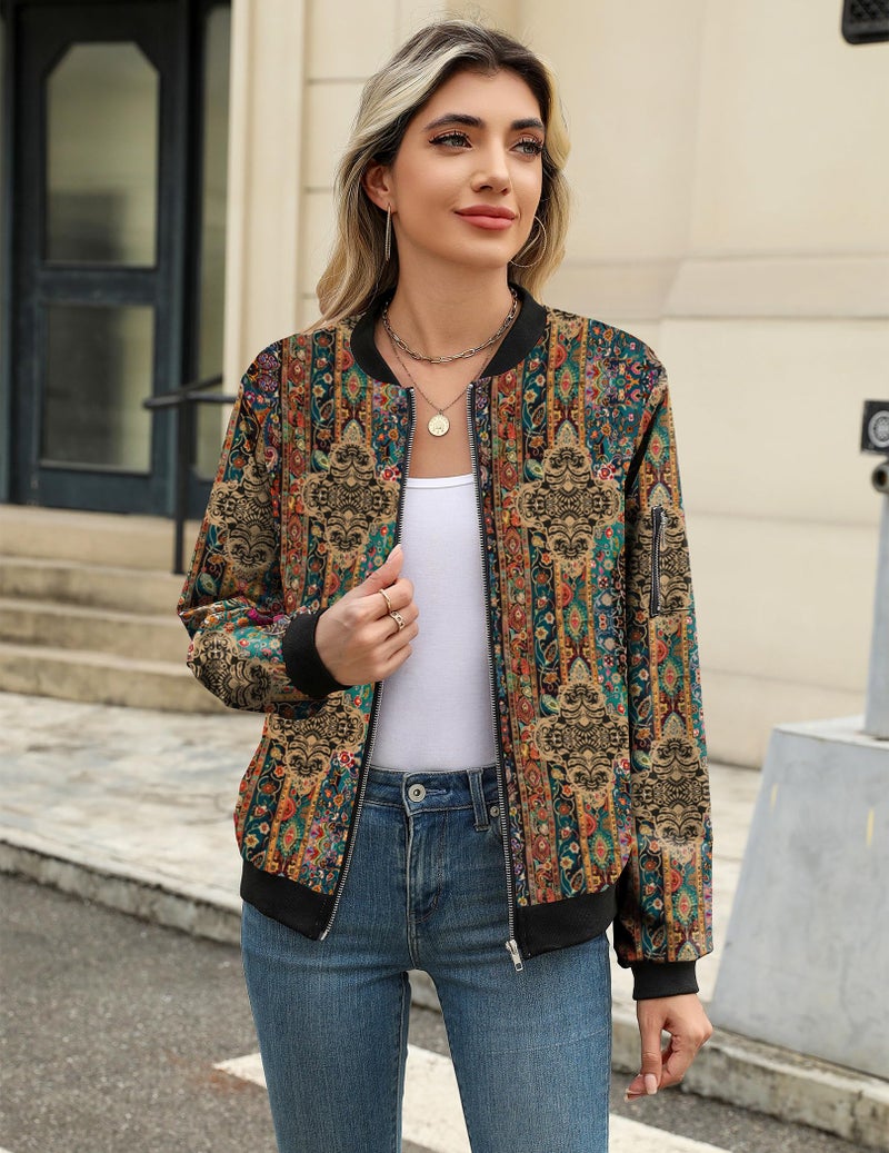 Zeagoo Women's Bomber Jacket Casual Coat Zip Up Spring Fall Clothes with Pockets S-XXL - Image 3