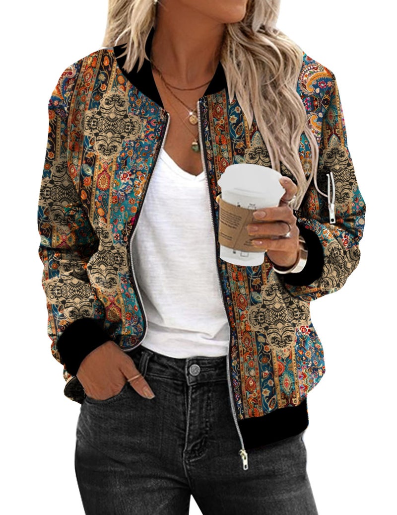 Zeagoo Women's Bomber Jacket Casual Coat Zip Up Spring Fall Clothes with Pockets S-XXL - Image 1