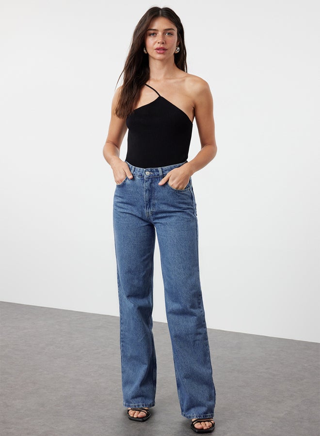 trendyol Blue High Waist Wide Leg Jeans - Image 2