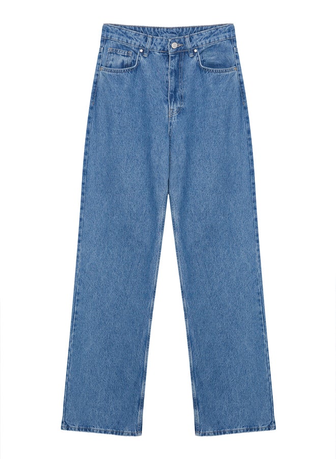 trendyol Blue High Waist Wide Leg Jeans - Image 5