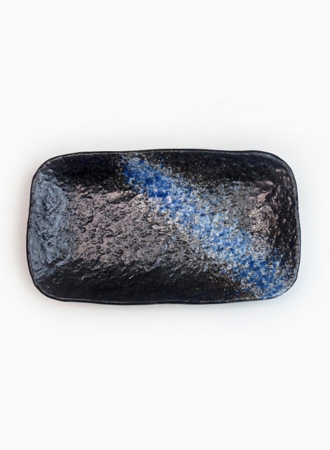 Clink Japanese Style Creative Rectangular Plate, Curved Corner Plate, Black - Shallow Blue Long Plate, Japanese Ceramic Plate, Perfect for Home & Restaurants, Sushi Plate, 8.5 Inch - Image 5