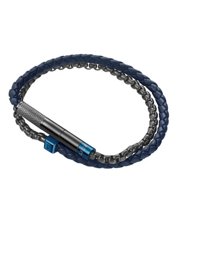 بوليس Blend Bracelet for Men Grey and Navy LeatherPEAGB0011503