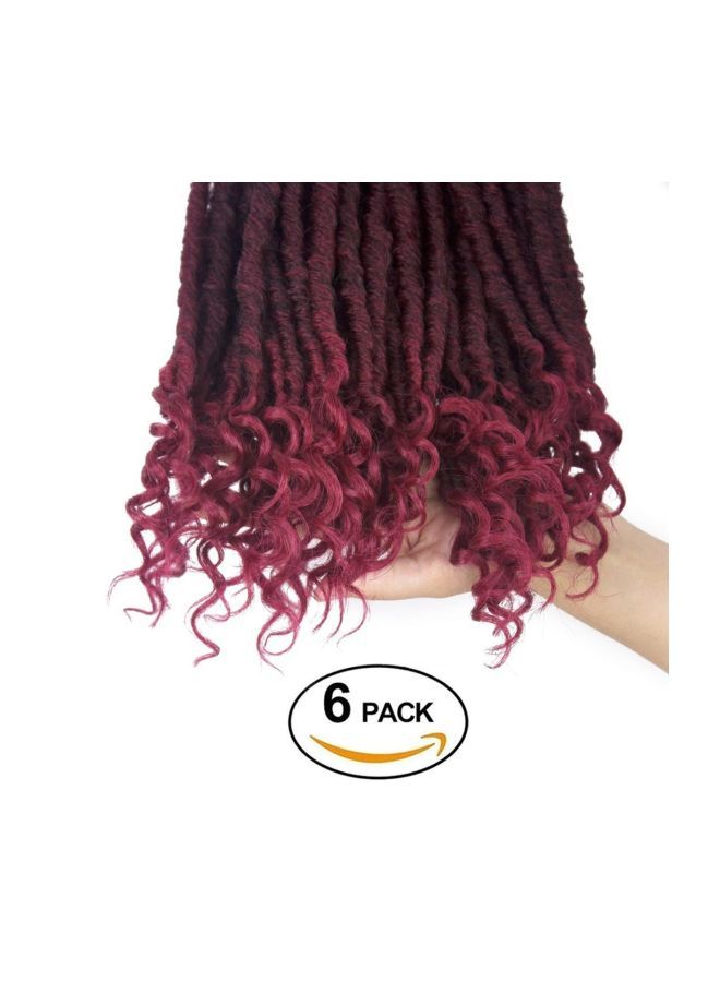NIBEMINENT 6-Bundle Curly Braided Hair Extension Set Black/Brown - Image 3