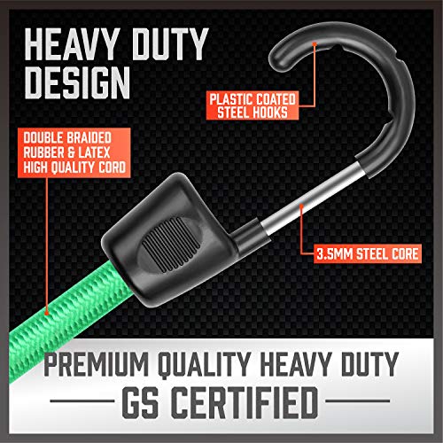 HORUSDY 31-Piece Premium Bungee Cords Assortment Jar, Includes 10”,18”,24”,32”,40” Bungee Cords, 6“ Zip Ties, 8”Canopy/Tarp Ball Ties and Crocodile Mouth Tarp Clips - Image 3