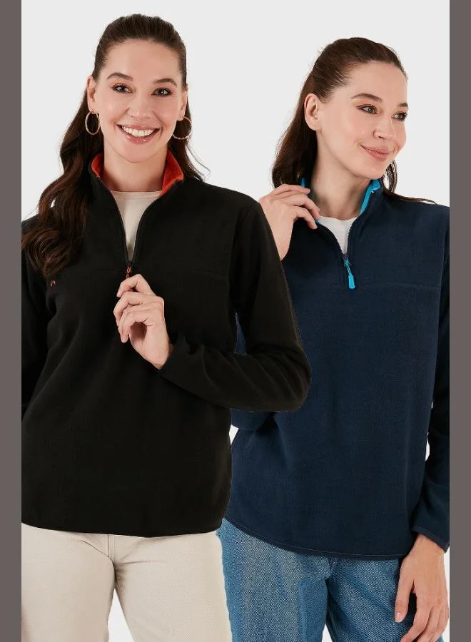 ليلا ليلا طقم قطعتين نسائي بياقة مستديرة ناعم مضاد للوبر مقاس ضيق