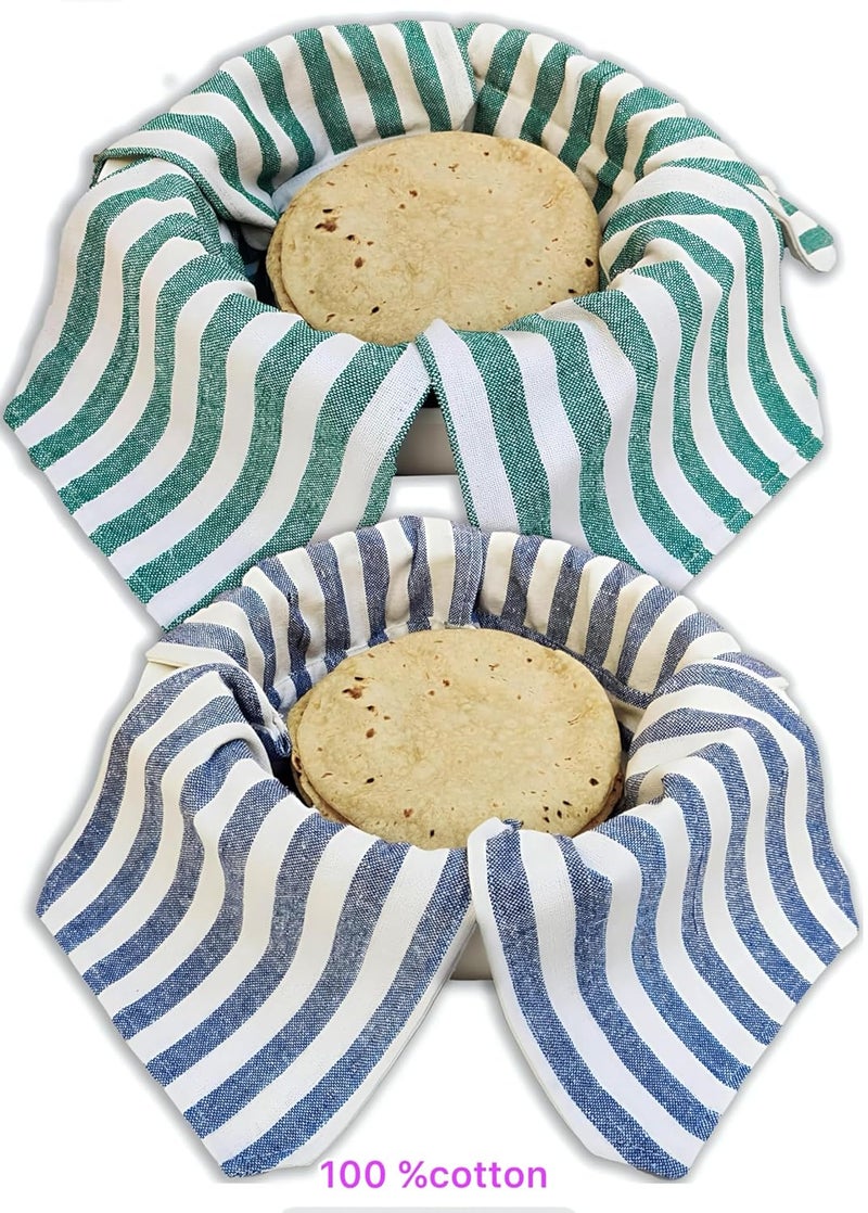 B. Roti Cover for Chapati and Flatbread Storage Set of 2 Cotton Double Layer Roti Clothes Wrap with Flaps Muslin Cloth for chapati for hot case Kitchen Chapati Cloth wrap roti Cloth (2, purpal & Blue) - Image 5