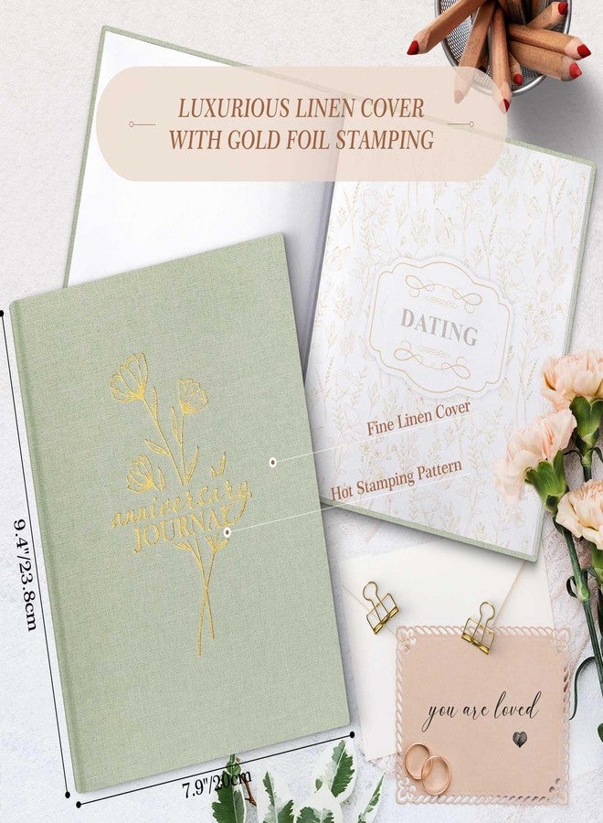 Lanpn Wedding Anniversary Journal Notebook - Linen First Year to 70th Anniversary Scrapbook Memory Book for Couples - Newlywed Marriage Journal Wedding Anniversary Book Gifts (Sage Green, 190 Pages) - Image 2