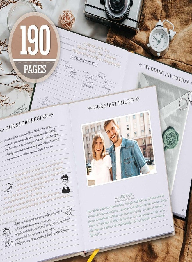 Lanpn Wedding Anniversary Journal Notebook - Linen First Year to 70th Anniversary Scrapbook Memory Book for Couples - Newlywed Marriage Journal Wedding Anniversary Book Gifts (Sage Green, 190 Pages) - Image 3