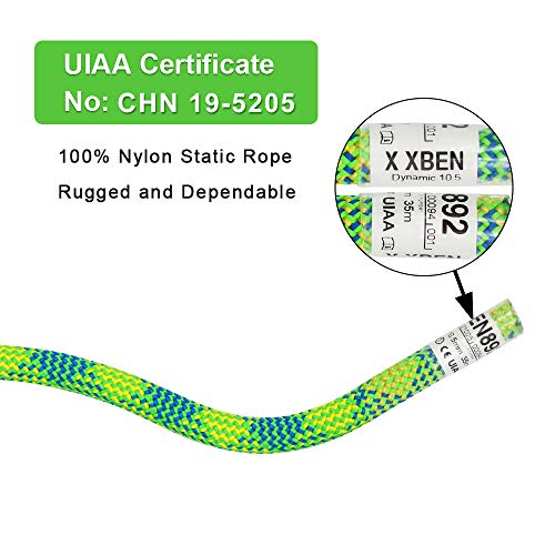 X XBEN 10.5 mm UIAA Dynamic Climbing Rope 35M(115ft), Safety Nylon Kernmantle Rope for Rock Climbing, Tree Climbing, Ice Climbing, Mountaineering, Rappelling, Rescue and Arborist Climbing - Image 3