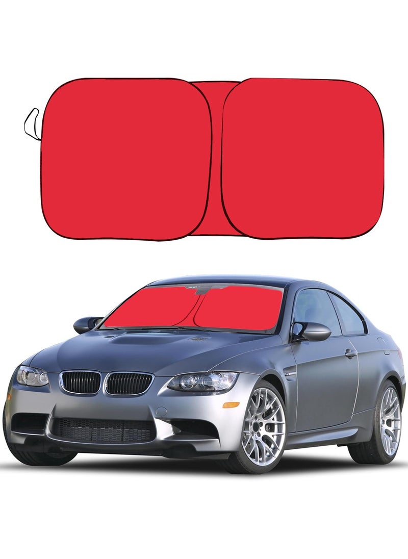 Agc - Car Windshield Sunshade, Car Sun Shade Car Sun Protector UV Rays and Heat Protector Sun Visor Foldable Keep Your Vehicle Cool Blocks UV Rays - Red - Image 1