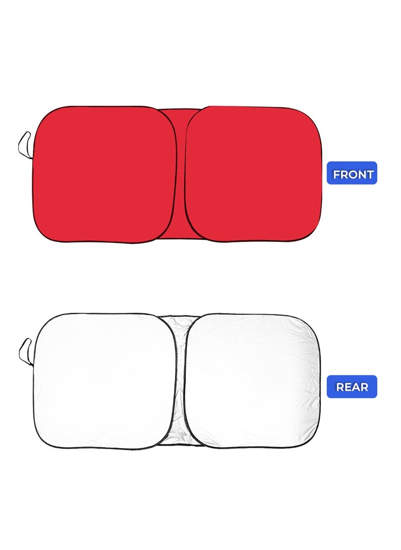 Agc - Car Windshield Sunshade, Car Sun Shade Car Sun Protector UV Rays and Heat Protector Sun Visor Foldable Keep Your Vehicle Cool Blocks UV Rays - Red - Image 1