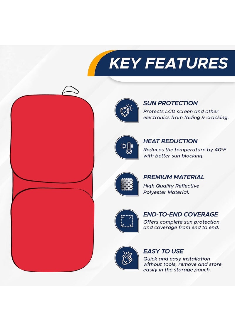 Agc - Car Windshield Sunshade, Car Sun Shade Car Sun Protector UV Rays and Heat Protector Sun Visor Foldable Keep Your Vehicle Cool Blocks UV Rays - Red - Image 1