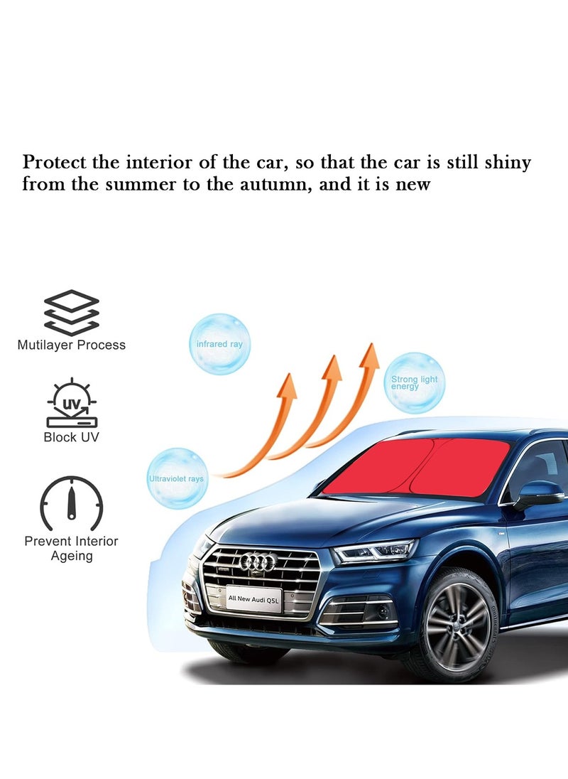 Agc - Car Windshield Sunshade, Car Sun Shade Car Sun Protector UV Rays and Heat Protector Sun Visor Foldable Keep Your Vehicle Cool Blocks UV Rays - Red - Image 1