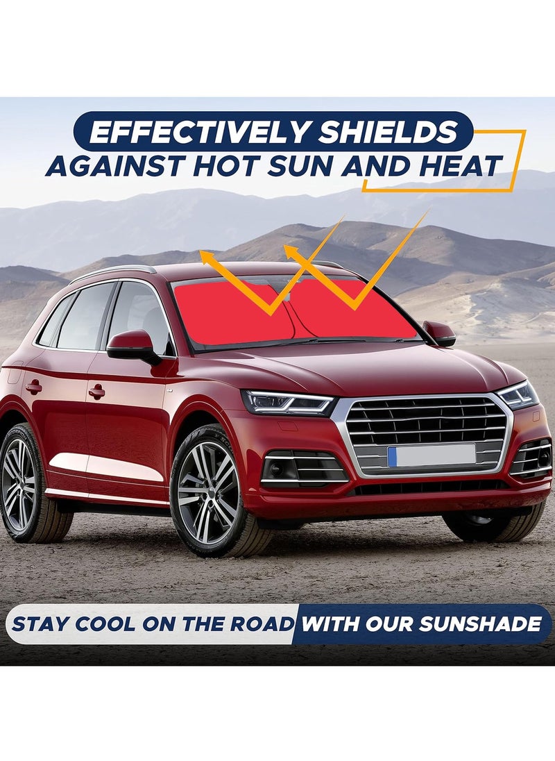 Agc - Car Windshield Sunshade, Car Sun Shade Car Sun Protector UV Rays and Heat Protector Sun Visor Foldable Keep Your Vehicle Cool Blocks UV Rays - Red - Image 1