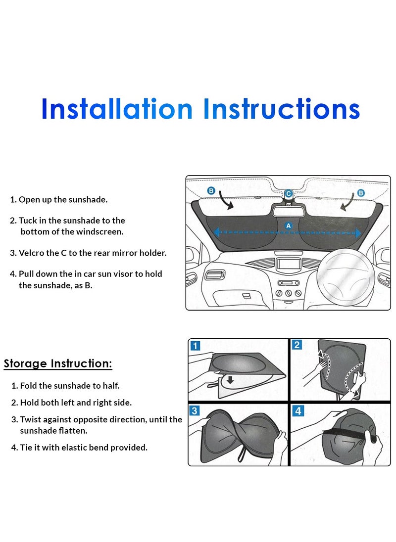Agc - Car Windshield Sunshade, Car Sun Shade Car Sun Protector UV Rays and Heat Protector Sun Visor Foldable Keep Your Vehicle Cool Blocks UV Rays - Red - Image 1