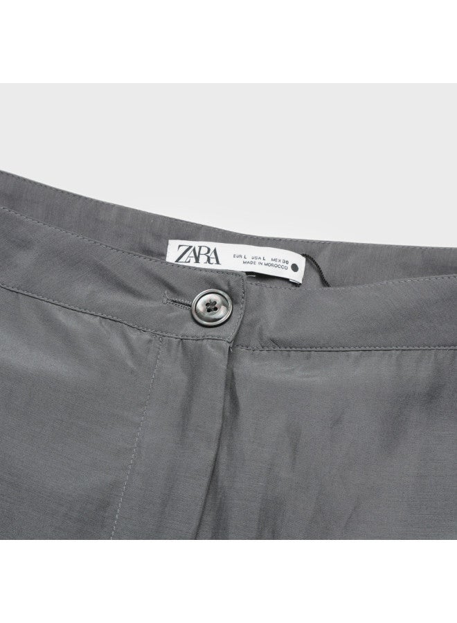 Zara Women'S Tapered Design Solid Color Soft Minimalist Street Outdoor Trendy Pants - Image 4