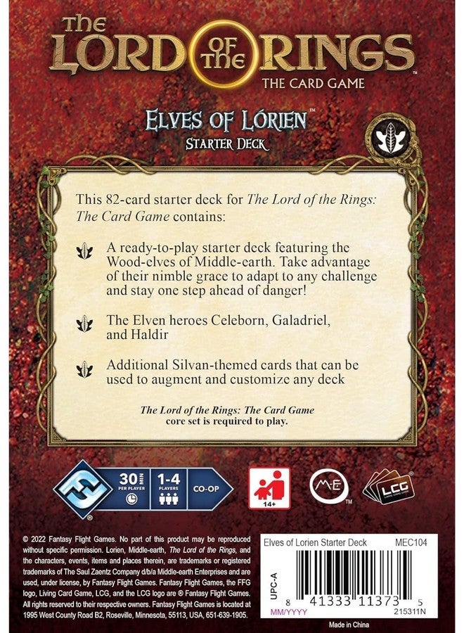 Fantasy Flight Games The Lord of the Rings The Card Game Elves of Lorien STARTER DECK - Cooperative Adventure Game, Strategy Game, Ages 14+, 1-4 Players, 30-120 Min Playtime, Made by Fantasy Flight Games - Image 2