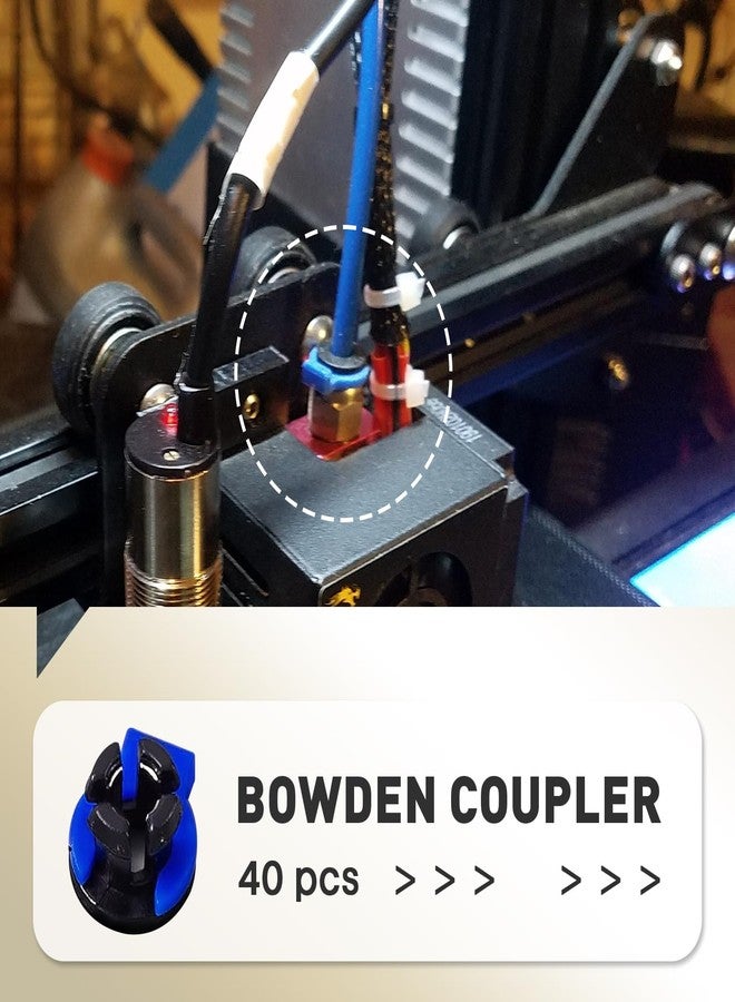 Iffitya 40PCS Bowden Tube Coupler Set - 1.75 Bowden Tube Coupling Collet Clamp Clip Bowden Collet and Clip Set for 3D Printer Accessories, Bowden Coupling Clip Fixed 4 mm Tube Filament Printer Parts - Image 2