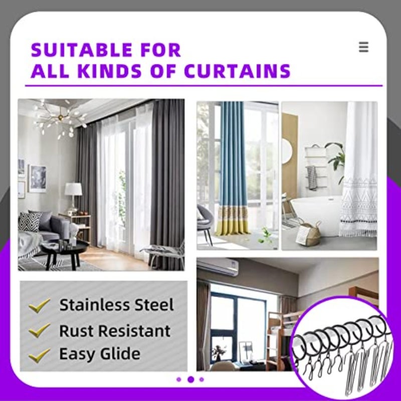 120Pcs 1.35 Inch - 30mm Metal Drapery Curtain Rings Curtain Hanging Rings and Stainless Steel 4 Prongs Pinch Pleat Hook with Drapery Curtain Pin-on Hooks Pins for Window, Shower Curtain - Image 4