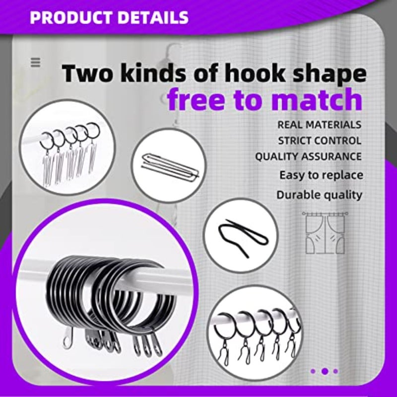 120Pcs 1.35 Inch - 30mm Metal Drapery Curtain Rings Curtain Hanging Rings and Stainless Steel 4 Prongs Pinch Pleat Hook with Drapery Curtain Pin-on Hooks Pins for Window, Shower Curtain - Image 5