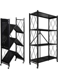 Generic 4-Tier Storage Shelves, Collapsible Metal Shelf Organizer for Garage/Pantry/Kitchen/Sunroom Foldable Shelving Unit.  - Image 1